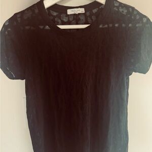 Rag & Bone Black Lace Short Sleeve Blouse